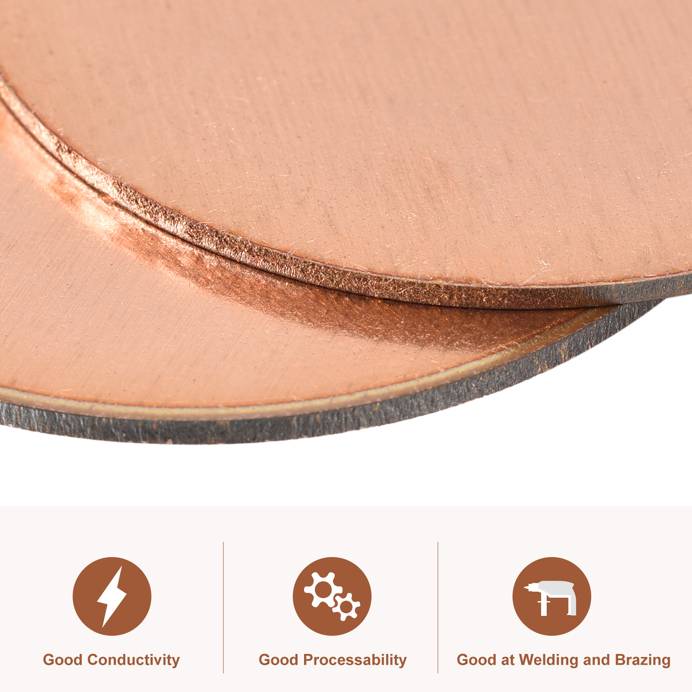 uxcell Uxcell Pure Copper Sheet, 4pcs 1 3/4" x 0.08" 12 Gauge T2 Copper Metal Round Plate