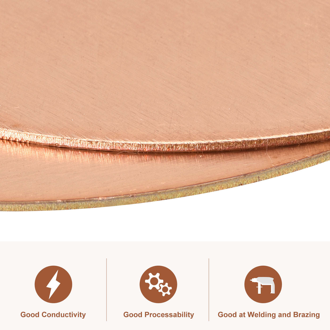 uxcell Uxcell Pure Copper Sheet, 2pcs 2 9/16" x 0.08" 12 Gauge T2 Copper Metal Round Plate