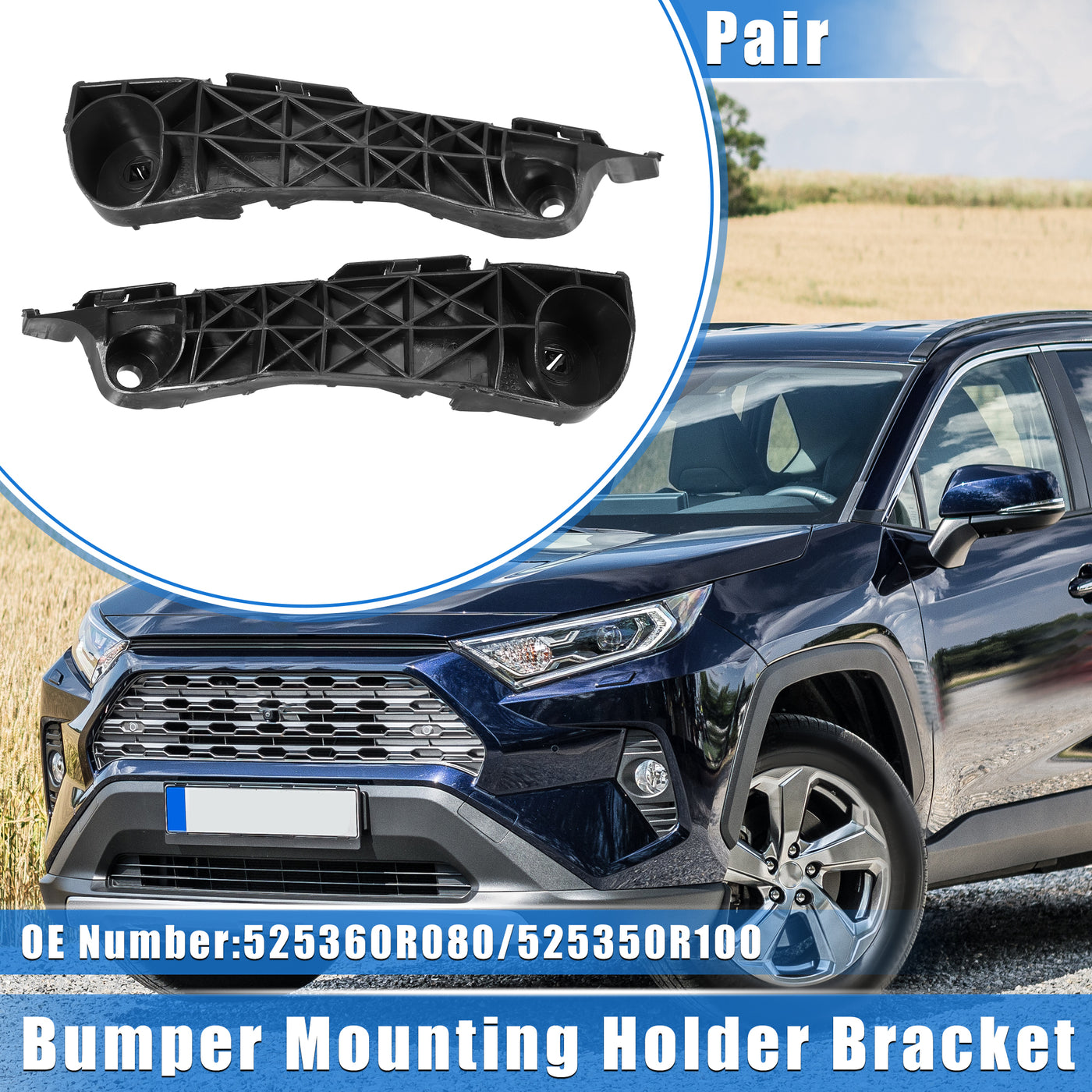 VekAuto 1 Pair Bumper Mounting Support Bracket Compatible for Toyota RAV4 2019-2021, Left Right Bumper Retainer Set Plastic Black