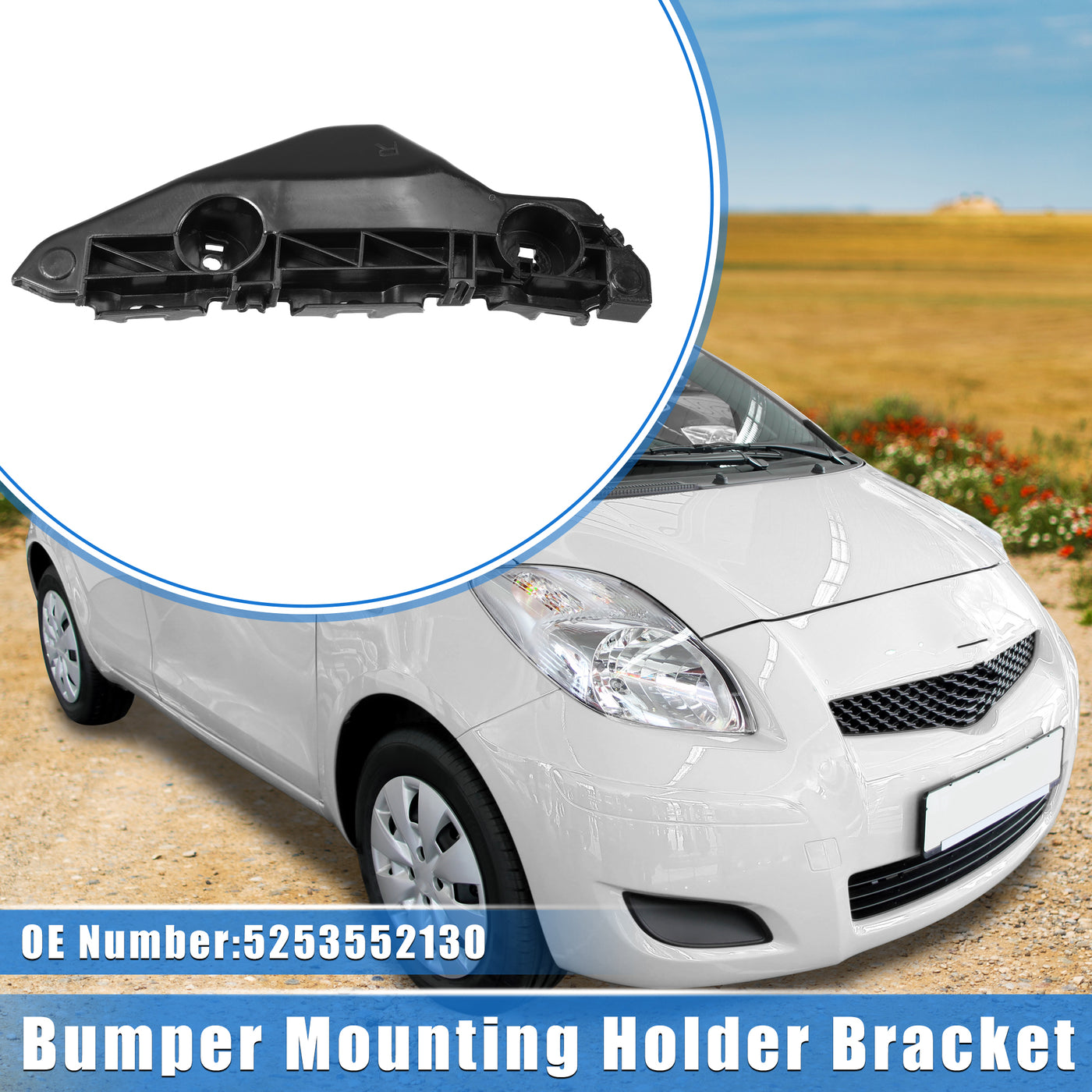 VekAuto Bumper Mounting Support Bracket Compatible for Toyota Yaris 2007-2012, Right Bumper Retainer Plastic Black