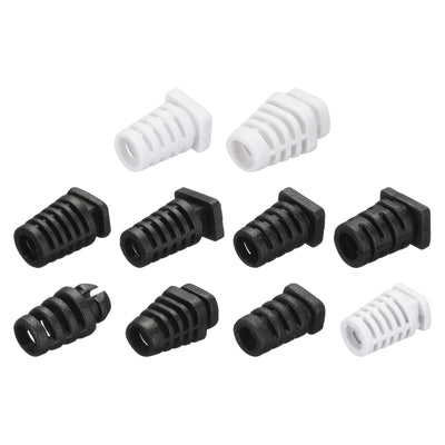 Harfington 75pcs Strain Relief Cord Connector Assortment Cable Bushing Boot Sleeve for Electric Cable Cord Insulation Protection, Black White