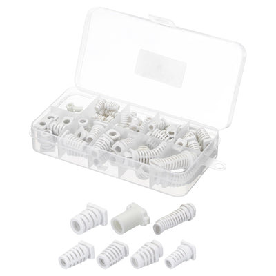 Harfington 88pcs Strain Relief Cord Connector Assortment Cable Bushing Boot Sleeve for Electric Cable Cord Insulation Protection, White