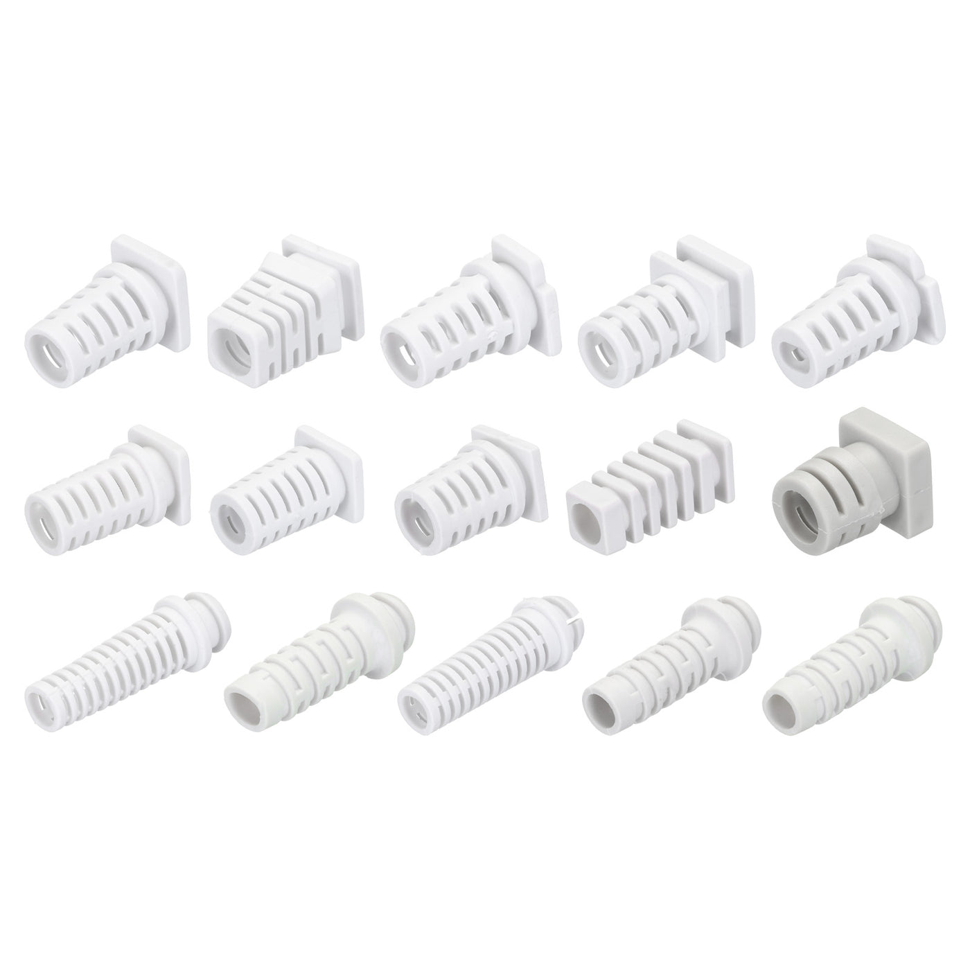 Harfington 35pcs Strain Relief Cord Connector Assortment Cable Bushing Boot Sleeve for Electric Cable Cord Insulation Protection, White