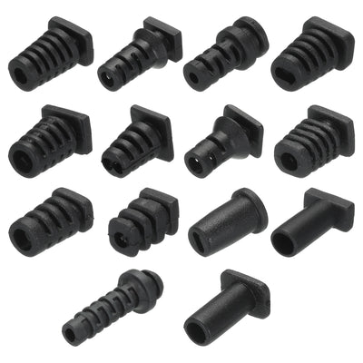 Harfington 140pcs Strain Relief Cord Connector Assortment Cable Bushing Boot Sleeve for Electric Cable Cord Insulation Protection, Black