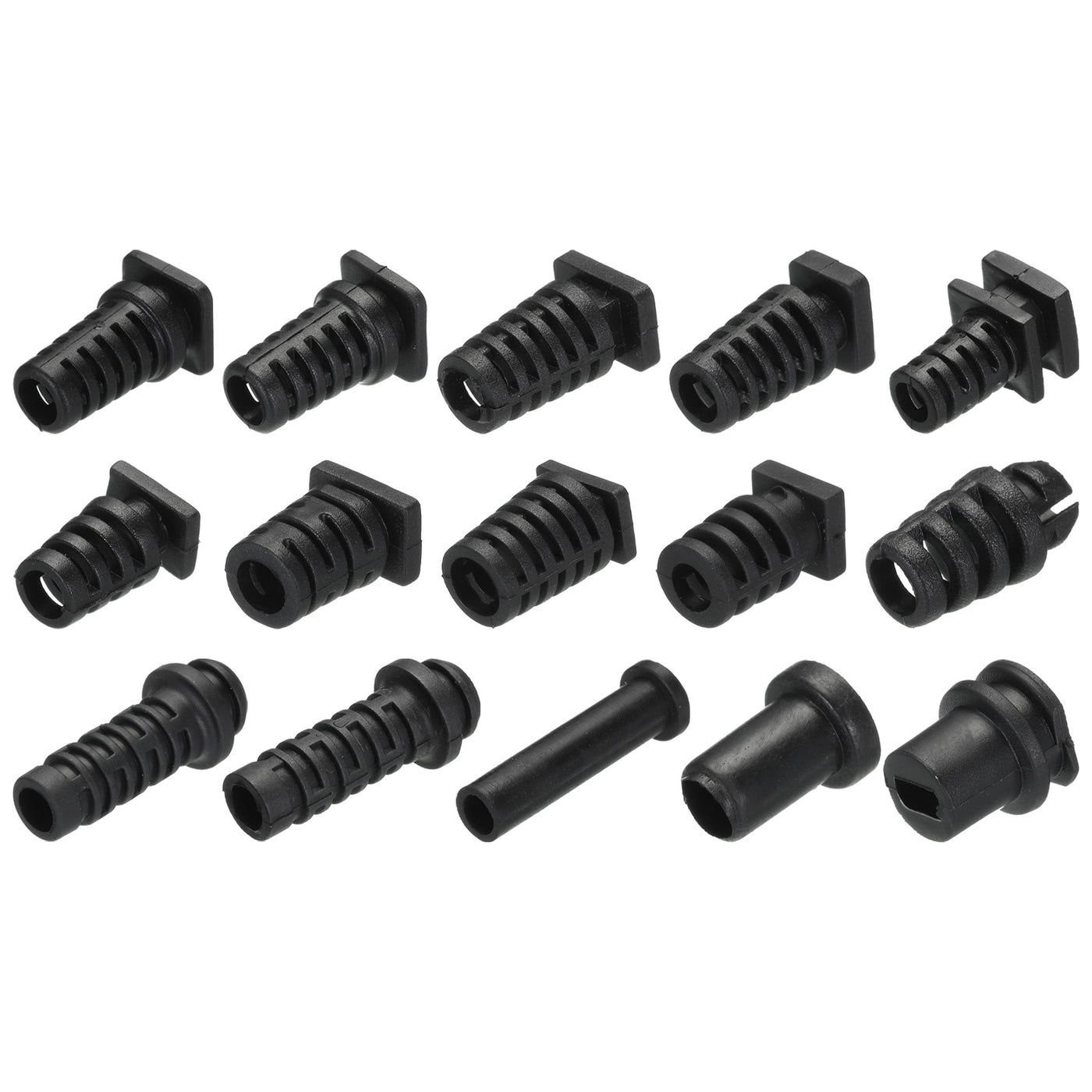 Harfington 68pcs Strain Relief Cord Connector Assortment Cable Bushing Boot Sleeve for Electric Cable Cord Insulation Protection, Black