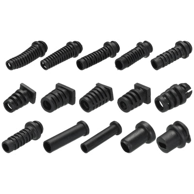 Harfington 30pcs Strain Relief Cord Connector Assortment Cable Bushing Boot Sleeve for Electric Cable Cord Insulation Protection, Black