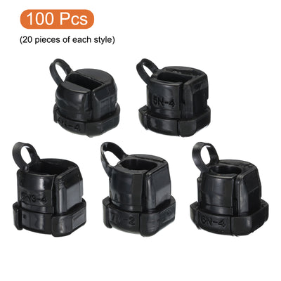 Harfington 100pcs Strain Relief Cord Connector Cable Bushing Boot Sleeve for Electric Cable Cord Insulation Protection, 2-3mm/4-5mm/4.5-5.5mm/6.5-7.5mm/6.5-8mm