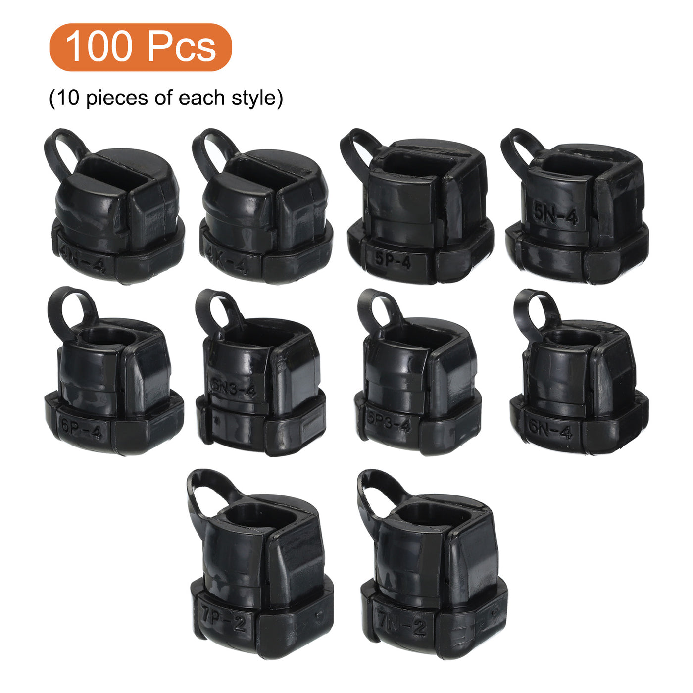 Harfington 100pcs Strain Relief Cord Connector Assortment Cable Bushing Boot Sleeve for Electric Cable Cord Insulation Protection