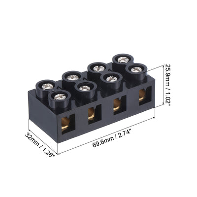 Harfington Uxcell Dual Rows 4 Positions 500V 60A Cable Block Terminal Strip