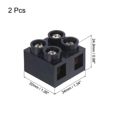 Harfington Uxcell Dual Rows 2 Positions 500V 60A Cable Block Terminal Strip 2pcs