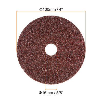 Harfington 50pcs 16 Grit Aluminum Oxide Resin Fiber Discs 4"x5/8" Abrasive Discs