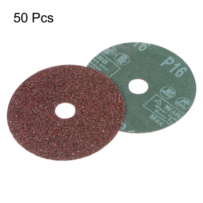 Harfington 50pcs 16 Grit Aluminum Oxide Resin Fiber Discs 4"x5/8" Abrasive Discs