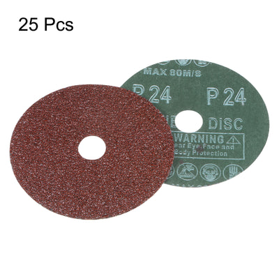 Harfington 25pcs 24 Grit Aluminum Oxide Resin Fiber Discs 4"x5/8" Abrasive Discs