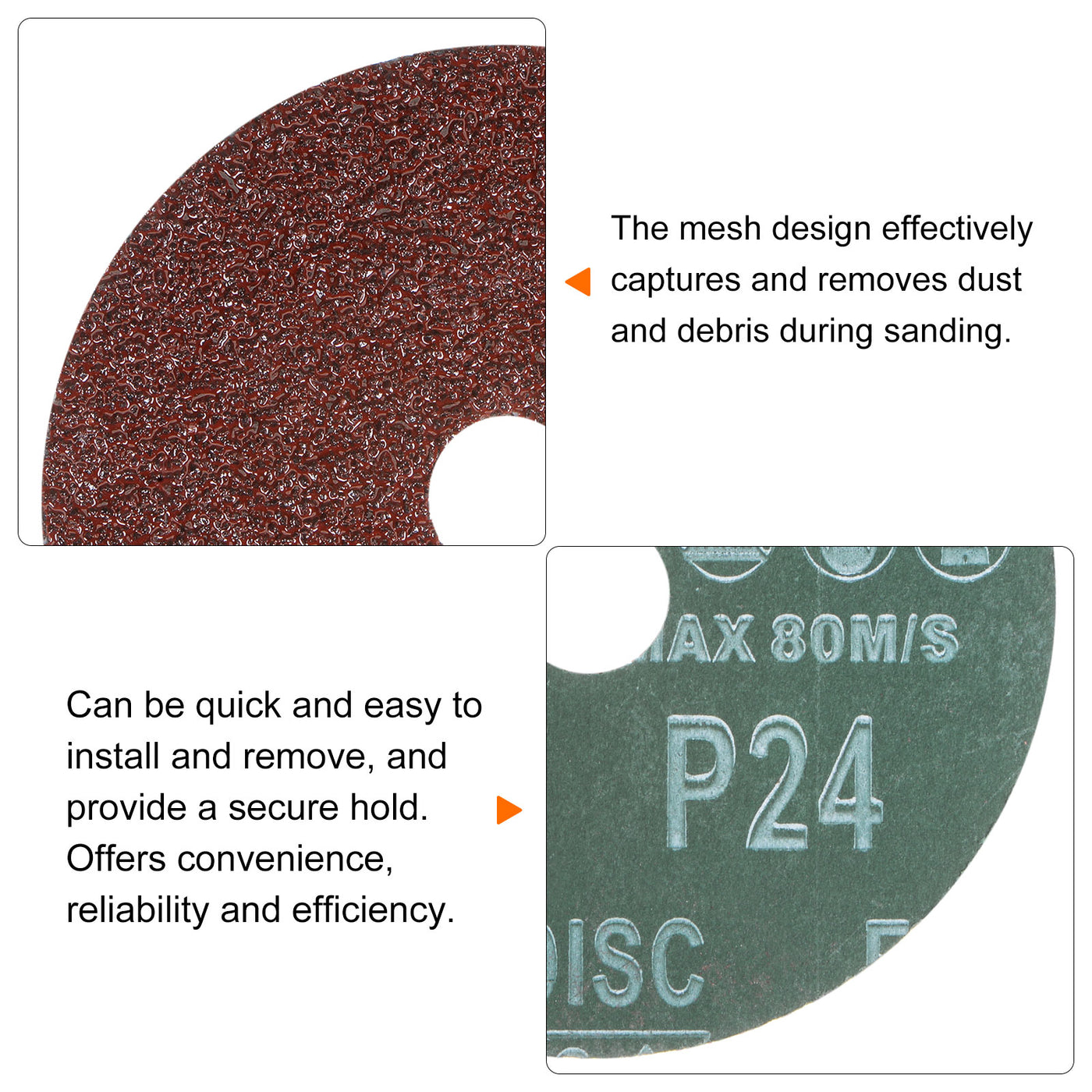 Harfington 25pcs 24 Grit Aluminum Oxide Resin Fiber Discs 4"x5/8" Abrasive Discs