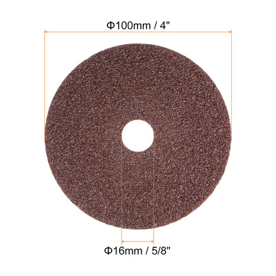 Harfington 50pcs 36 Grit Aluminum Oxide Resin Fiber Discs 4"x5/8" Abrasive Discs