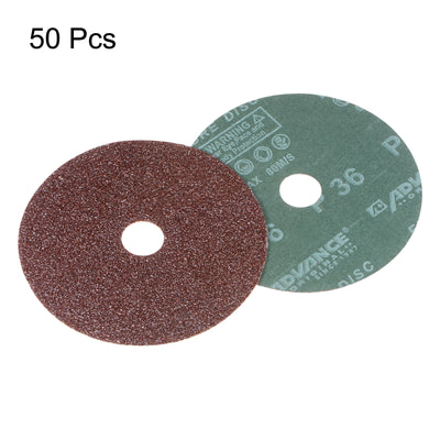 Harfington 50pcs 36 Grit Aluminum Oxide Resin Fiber Discs 4"x5/8" Abrasive Discs