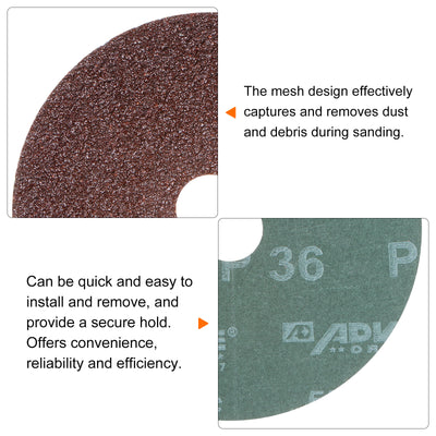 Harfington 50pcs 36 Grit Aluminum Oxide Resin Fiber Discs 4"x5/8" Abrasive Discs