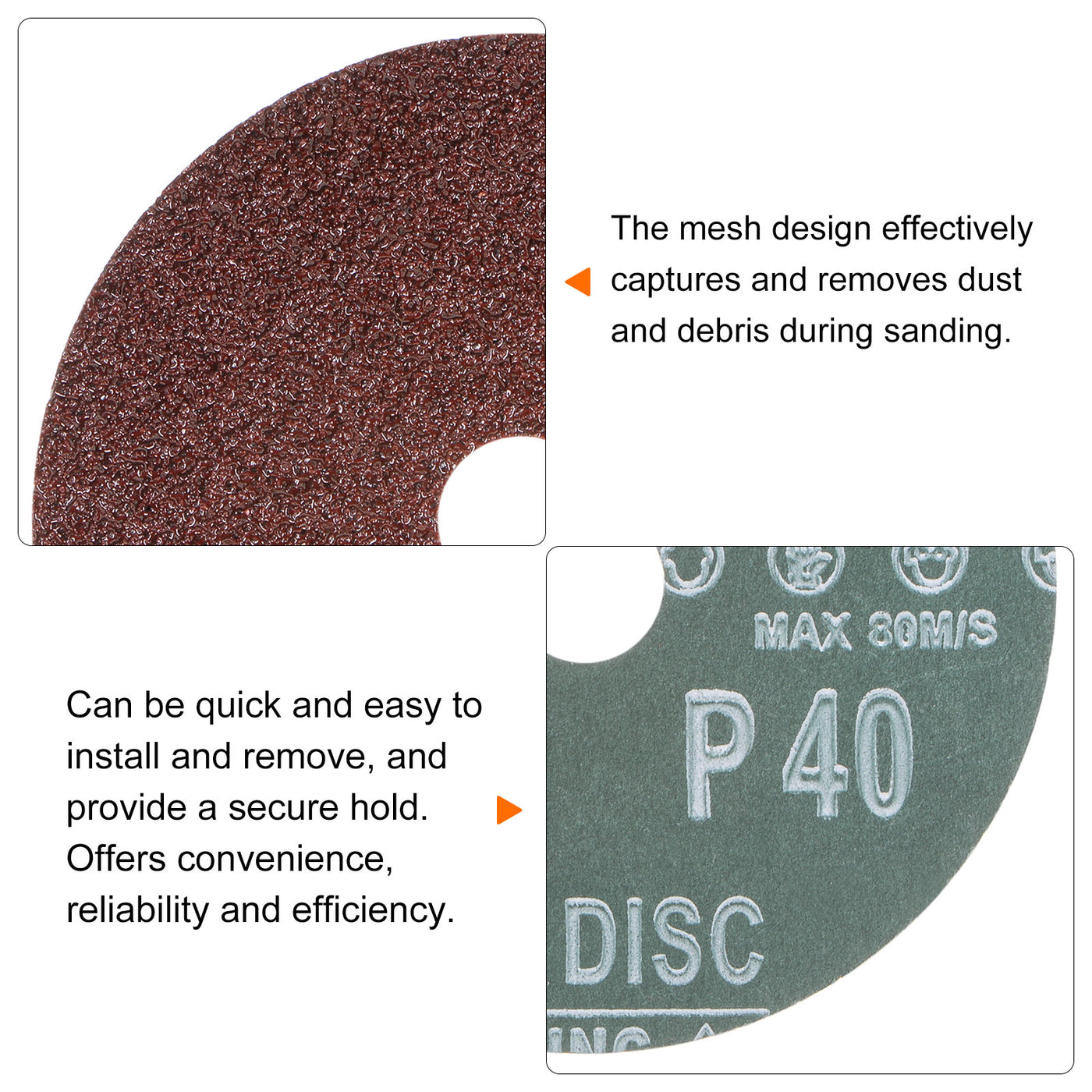 Harfington 50pcs 40 Grit Aluminum Oxide Resin Fiber Discs 4"x5/8" Abrasive Discs