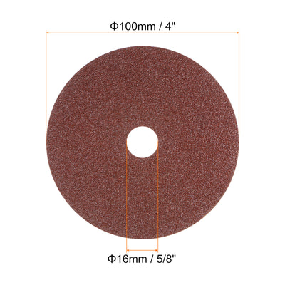 Harfington 25pcs 60 Grit Aluminum Oxide Resin Fiber Discs 4"x5/8" Abrasive Discs