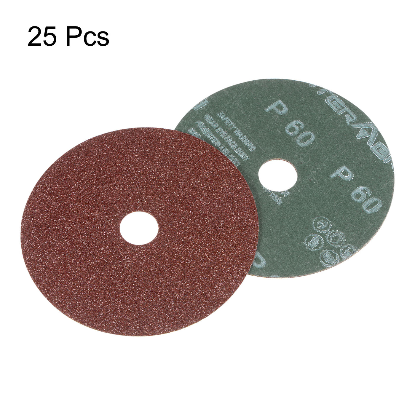 Harfington 25pcs 60 Grit Aluminum Oxide Resin Fiber Discs 4"x5/8" Abrasive Discs