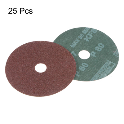 Harfington 25pcs 80 Grit Aluminum Oxide Resin Fiber Discs 4"x5/8" Abrasive Discs