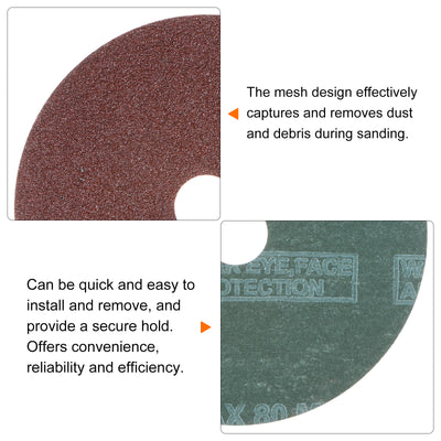 Harfington 25pcs 80 Grit Aluminum Oxide Resin Fiber Discs 4"x5/8" Abrasive Discs