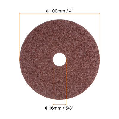 Harfington 50pcs 80 Grit Aluminum Oxide Resin Fiber Discs 4"x5/8" Abrasive Discs