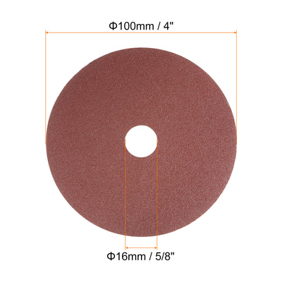 Harfington 25pcs 120 Grit Aluminum Oxide Resin Fiber Discs 4"x5/8" Abrasive Discs