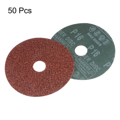 Harfington 50pcs 16 Grit Aluminum Oxide Resin Fiber Discs 5"x7/8" Abrasive Discs