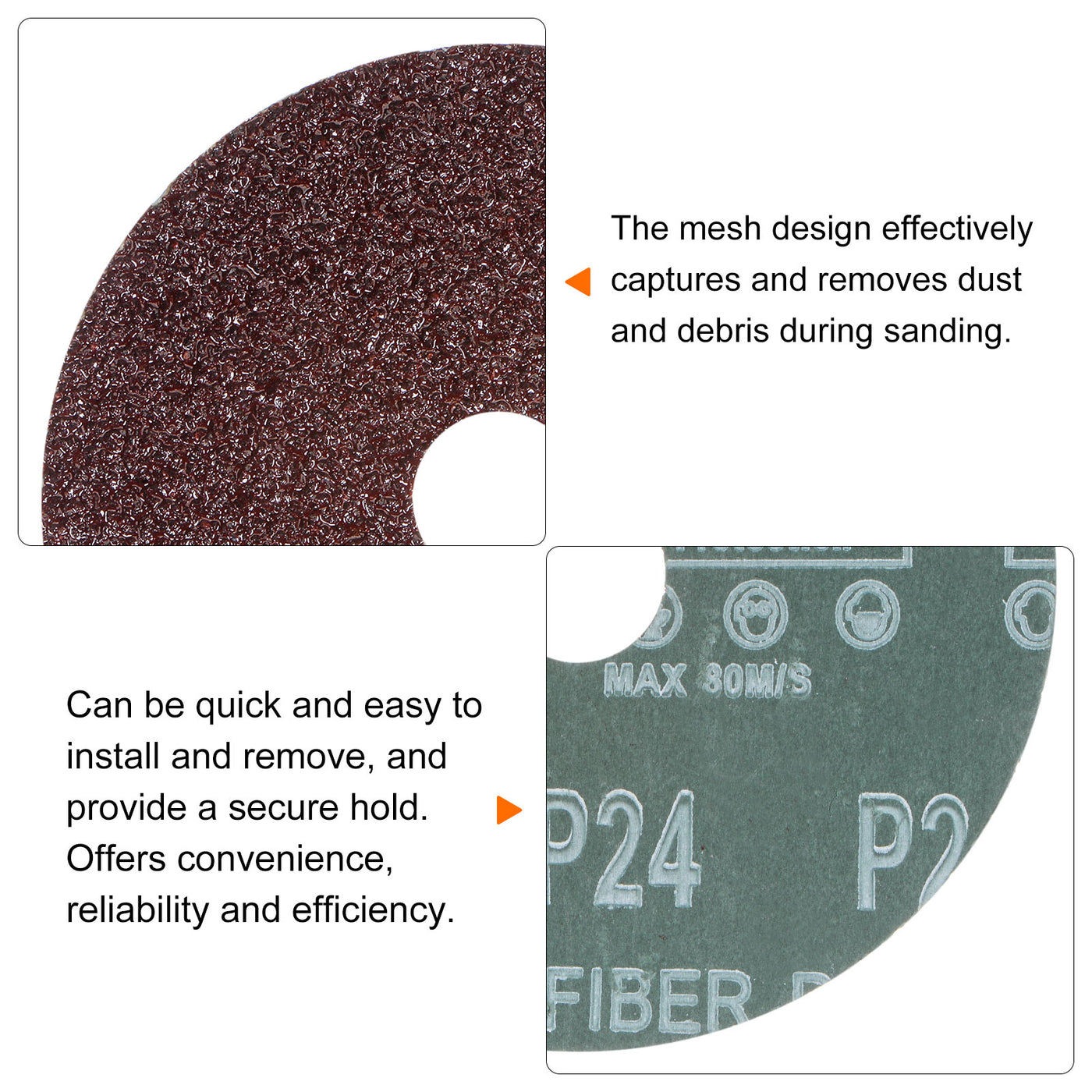 Harfington 25pcs 24 Grit Aluminum Oxide Resin Fiber Discs 5"x7/8" Abrasive Discs