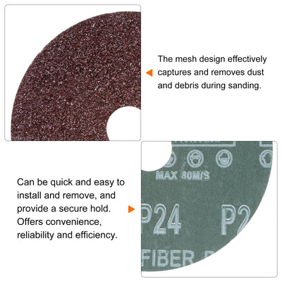 Harfington 50pcs 24 Grit Aluminum Oxide Resin Fiber Discs 5"x7/8" Abrasive Discs