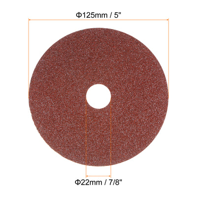 Harfington 25pcs 36 Grit Aluminum Oxide Resin Fiber Discs 5"x7/8" Abrasive Discs