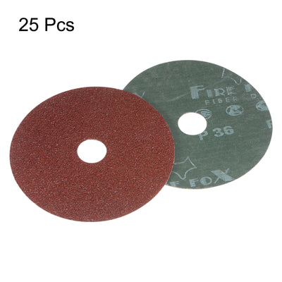 Harfington 25pcs 36 Grit Aluminum Oxide Resin Fiber Discs 5"x7/8" Abrasive Discs