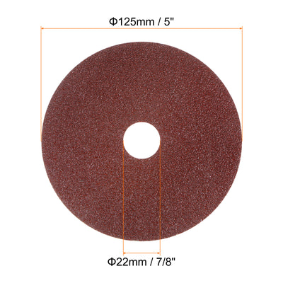 Harfington 25pcs 40 Grit Aluminum Oxide Resin Fiber Discs 5"x7/8" Abrasive Discs