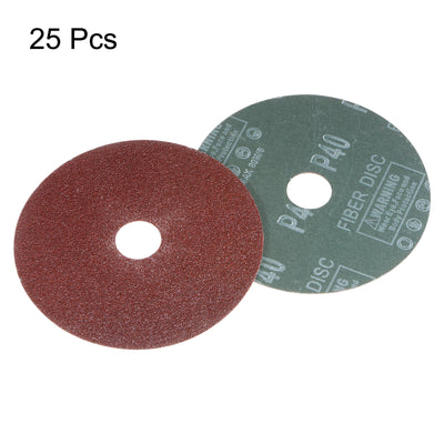 Harfington 25pcs 40 Grit Aluminum Oxide Resin Fiber Discs 5"x7/8" Abrasive Discs