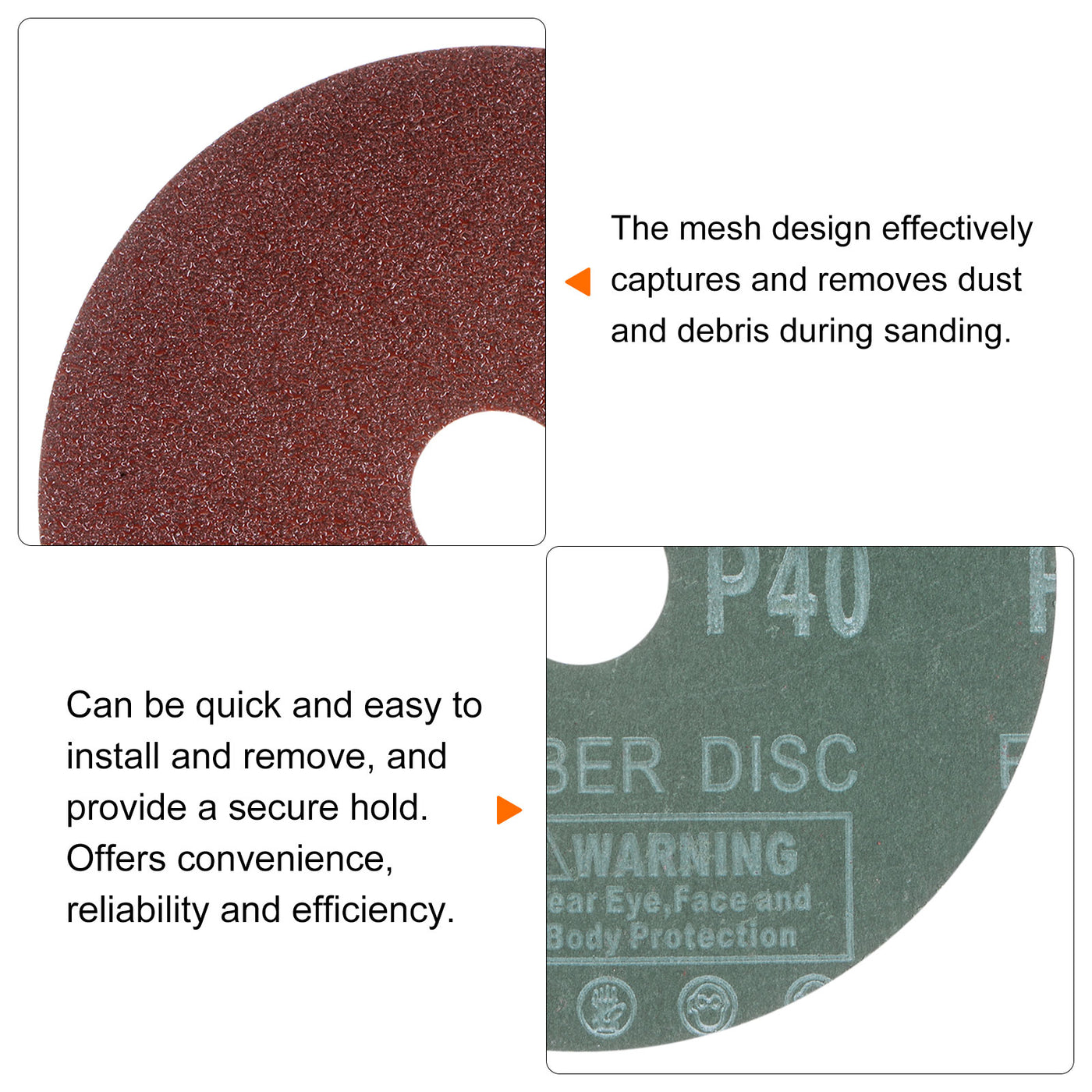 Harfington 25pcs 40 Grit Aluminum Oxide Resin Fiber Discs 5"x7/8" Abrasive Discs