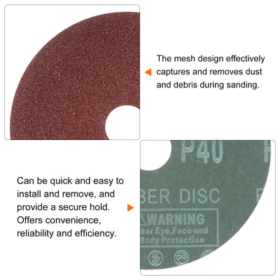 Harfington 25pcs 40 Grit Aluminum Oxide Resin Fiber Discs 5"x7/8" Abrasive Discs