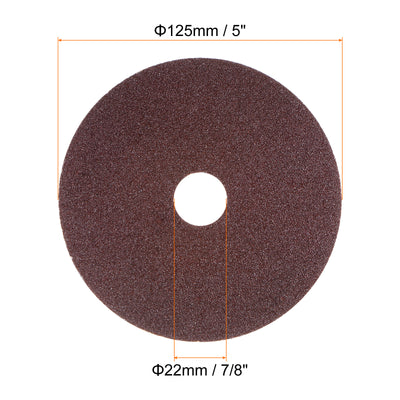 Harfington 25pcs 60 Grit Aluminum Oxide Resin Fiber Discs 5"x7/8" Abrasive Discs