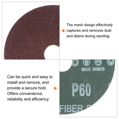 Harfington 25pcs 60 Grit Aluminum Oxide Resin Fiber Discs 5"x7/8" Abrasive Discs