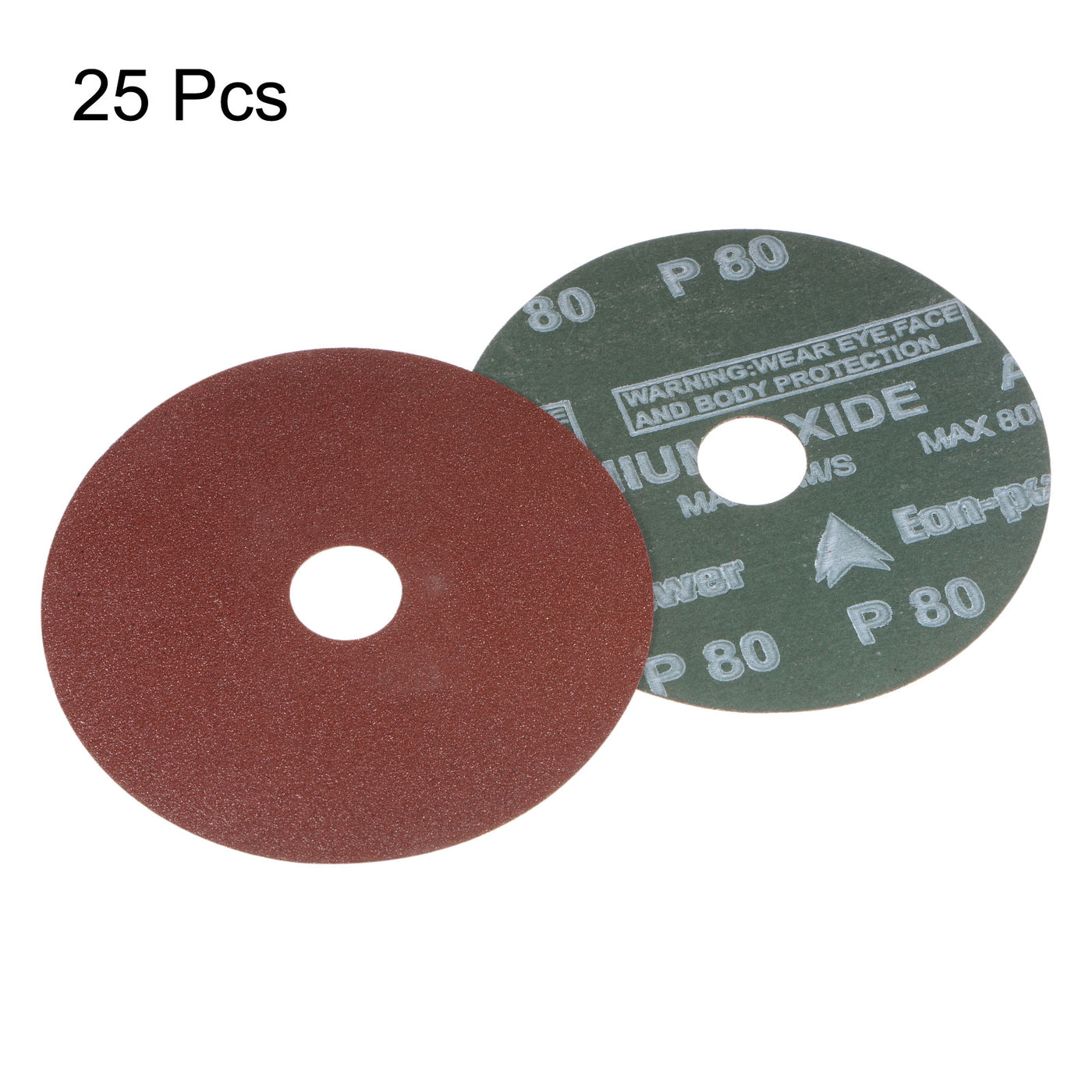 Harfington 25pcs 80 Grit Aluminum Oxide Resin Fiber Discs 5"x7/8" Abrasive Discs