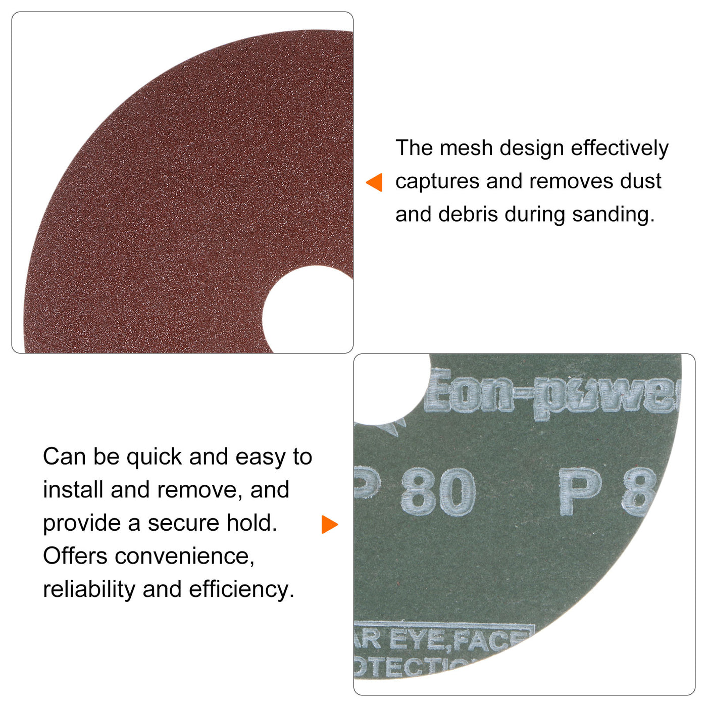 Harfington 25pcs 80 Grit Aluminum Oxide Resin Fiber Discs 5"x7/8" Abrasive Discs