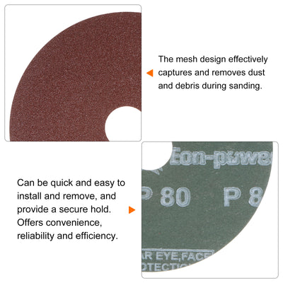 Harfington 25pcs 80 Grit Aluminum Oxide Resin Fiber Discs 5"x7/8" Abrasive Discs