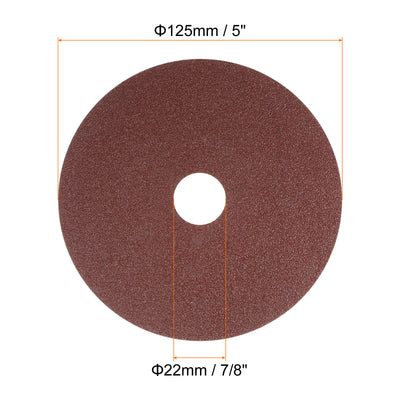 Harfington 50pcs 80 Grit Aluminum Oxide Resin Fiber Discs 5"x7/8" Abrasive Discs