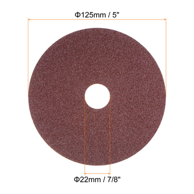 Harfington 50pcs 100 Grit Aluminum Oxide Resin Fiber Discs 5"x7/8" Abrasive Discs