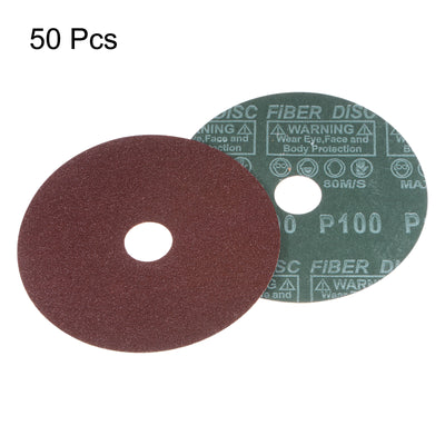 Harfington 50pcs 100 Grit Aluminum Oxide Resin Fiber Discs 5"x7/8" Abrasive Discs