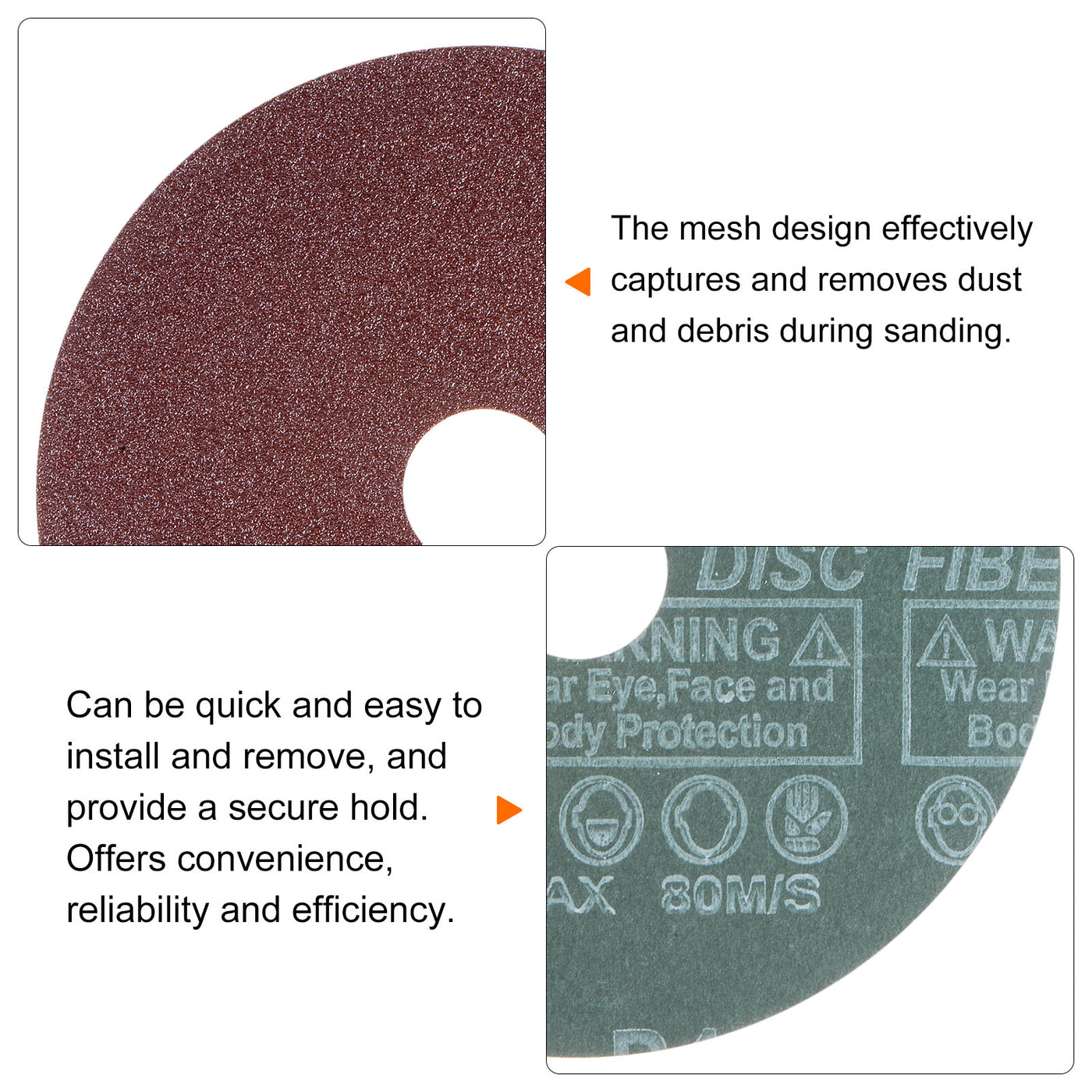 Harfington 50pcs 100 Grit Aluminum Oxide Resin Fiber Discs 5"x7/8" Abrasive Discs