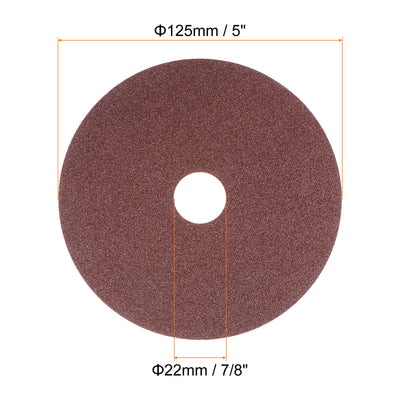 Harfington 25pcs 120 Grit Aluminum Oxide Resin Fiber Discs 5"x7/8" Abrasive Discs