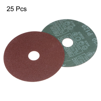 Harfington 25pcs 120 Grit Aluminum Oxide Resin Fiber Discs 5"x7/8" Abrasive Discs