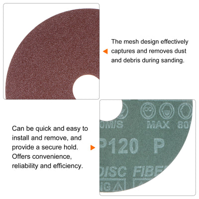 Harfington 25pcs 120 Grit Aluminum Oxide Resin Fiber Discs 5"x7/8" Abrasive Discs