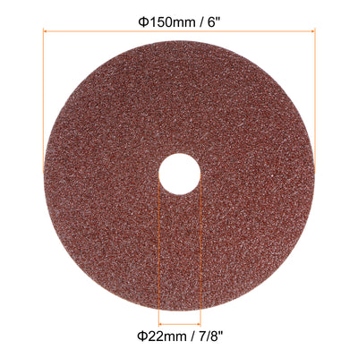 Harfington 25pcs 24 Grit Aluminum Oxide Resin Fiber Discs 6"x7/8" Abrasive Discs